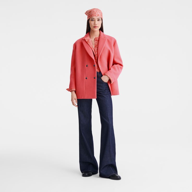 Women Longchamp Straight Short Coat Pink | Philippines-314WUEVTP
