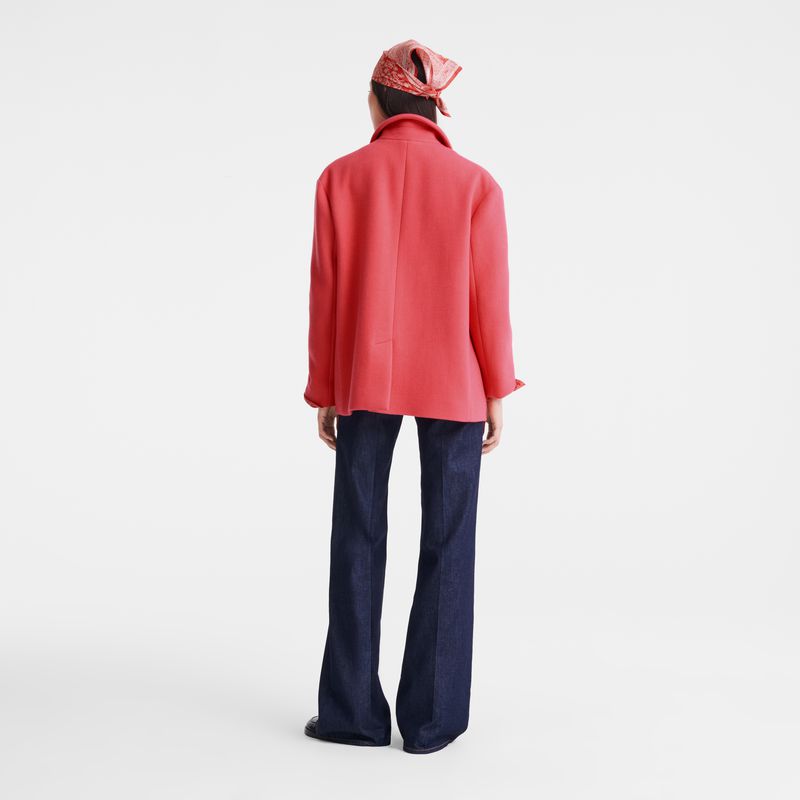 Women Longchamp Straight Short Coat Pink | Philippines-314WUEVTP