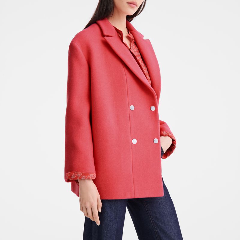 Women Longchamp Straight Short Coat Pink | Philippines-314WUEVTP