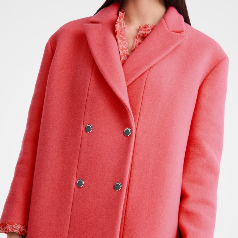 Women Longchamp Straight Short Coat Pink | Philippines-314WUEVTP