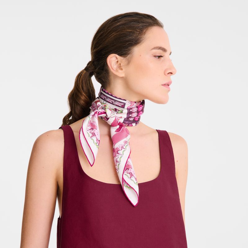 Women Longchamp Vegetable Garden 90 Scarf Pink | Philippines-680CSGFRN