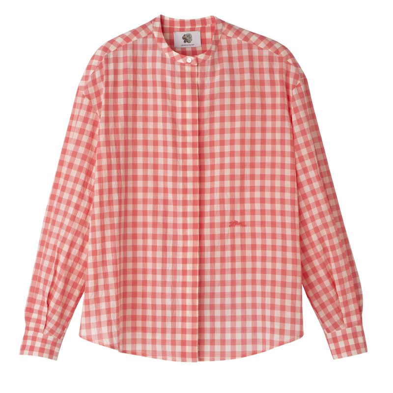 Women Longchamp Vichy Jacquard Shirts Pink | Philippines-026DABCKH