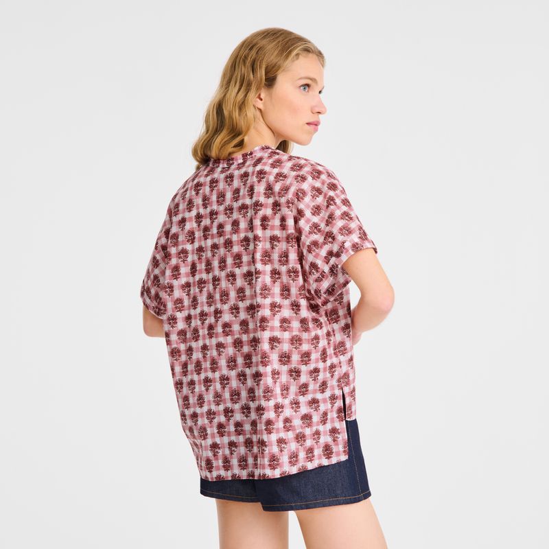 Women Longchamp Vichy Print Veil Blouse Pink | Philippines-580EJUPBC