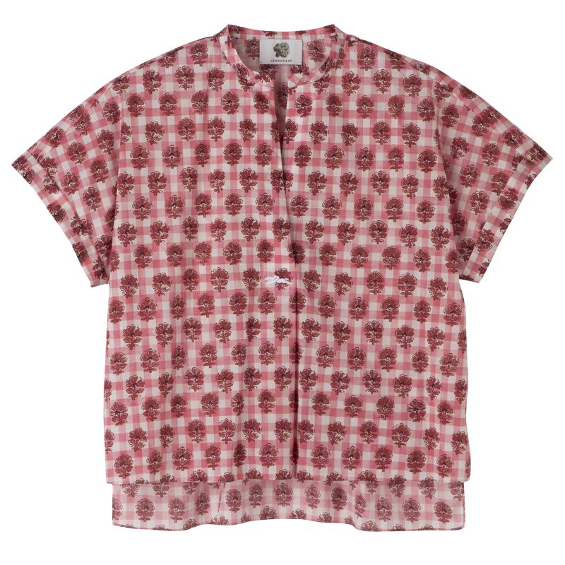 Women Longchamp Vichy Print Veil Blouse Pink | Philippines-580EJUPBC