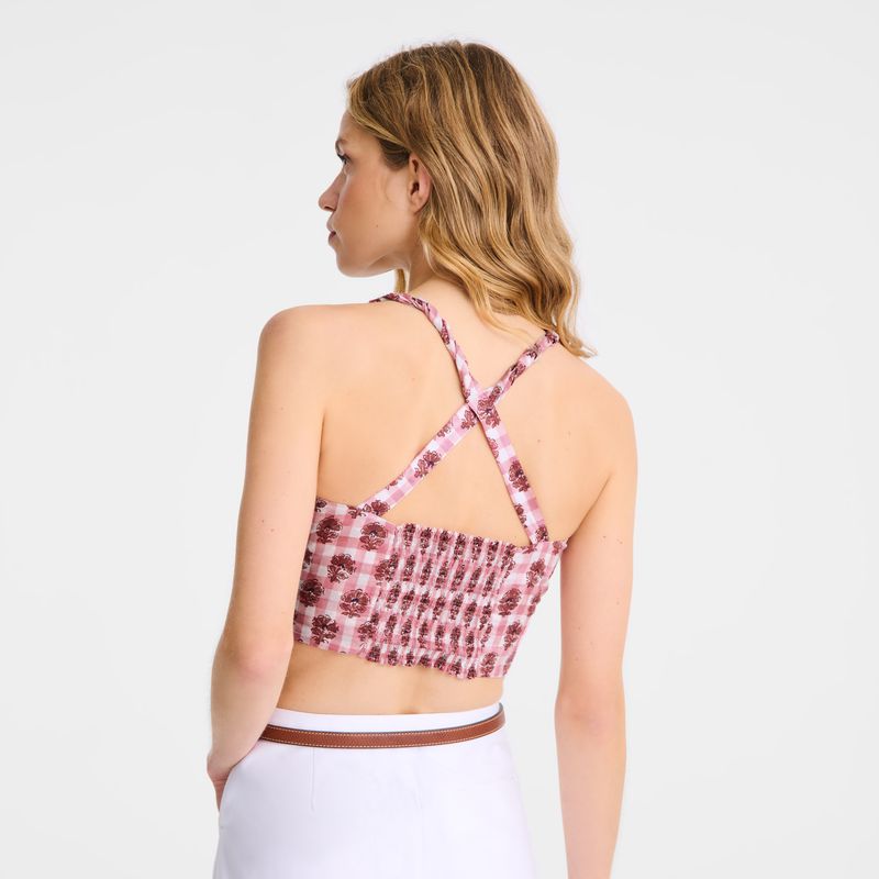 Women Longchamp Vichy Print Veil Top Pink | Philippines-527SDJEHK