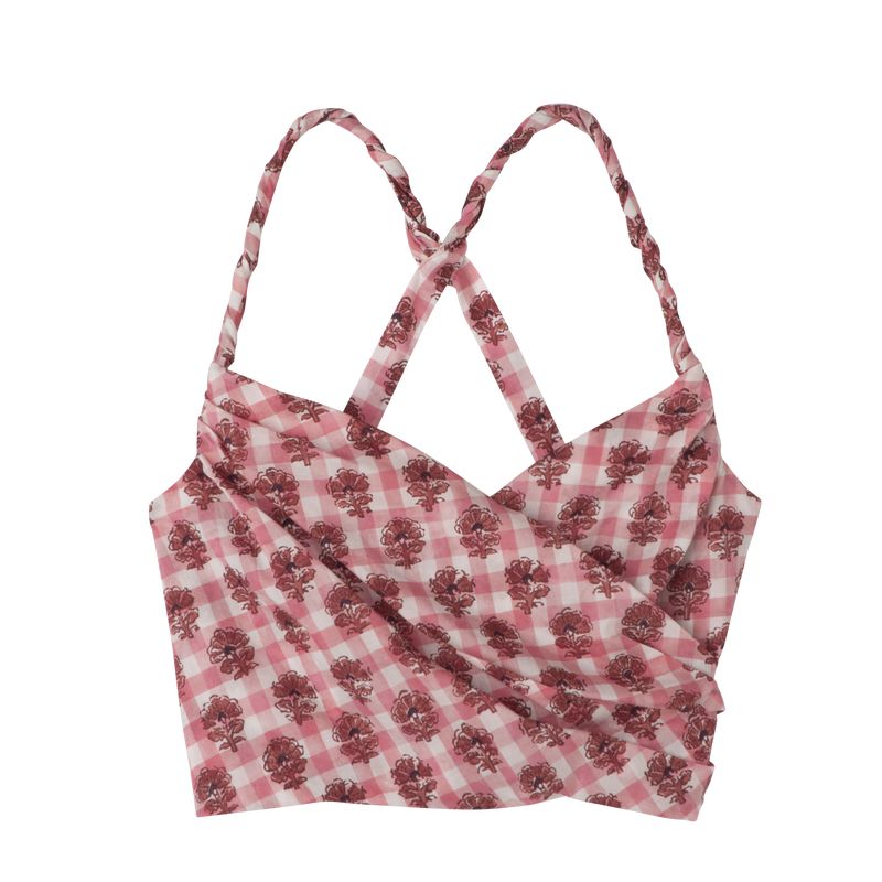 Women Longchamp Vichy Print Veil Top Pink | Philippines-527SDJEHK